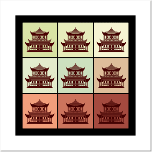 Japanese Tokyo Pagoda Asian Inspired Retro Pop Art 80s style 417 Posters and Art